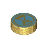 Tile Round 1 x 1 with Medium Azure Hourglass print