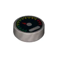 Tile Round 1 x 1 with Gauge and Red Pointer Print