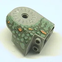 Animal Body Part, Dinosaur Body Quarter with Pin Holes, Dark Gray, Sand Green, Medium Orange, and Dark Green Spotted Print