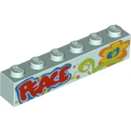 Brick 1 x 6 with 'PEACE' and Flower Print