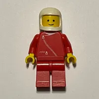 Man, Red Jacket with Zipper, White Helmet