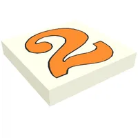 Tile 2 x 2 with Number 2 Orange Pattern