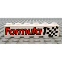 Brick 1 x 6 with 'Formula 1' and Chequered Flag Print