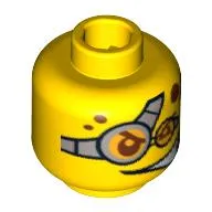 Minifig Head Billy Bob Blaster, Red Spots and Glasses, Determined / Evil Smile Print