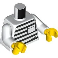 Torso Prison Shirt,, Black Stripes, White Pocket print, White Arms, Yellow Hands