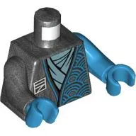 Torso, Odd Arms, Robe, White Symbol, Medium Azure Shirt Print, Left Dark Azure Arm, Right Pearl Titanium Arm, Dark Azure Hands