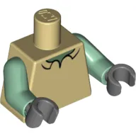 Torso Shirt with Sand Green Neck Print, Sand Green Arms, Dark Bluish Gray Hands