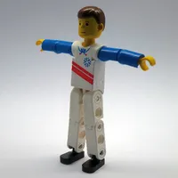 Technic Figure White Legs, White Top with Red Stripes Print, Blue Arms [Skier]