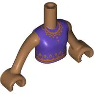 Minidoll Torso Girl with Dark Purple Shirt, Gold Decorations print, Medium Nougat Arms and Hands
