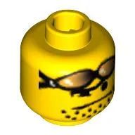 Minifig Head, Orange Sunglasses on Forehead, Stubble Print [Blocked Open Stud]