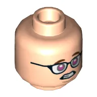 Minifig Head Louis Tully, Glasses, Awkward Smile / Possessed with Pink Eyes Print