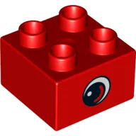 Duplo Brick 2 x 2 with Eye with White Spot and Varied Color Curve inside a Black Circle Print on Both Sides