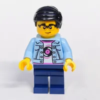 Bright Light Blue Torso, Dark Blue Legs, Black Hair