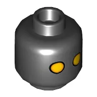 Minifig Head Jawa, Yellow Eyes with Orange Rim Print [Hollow Stud]