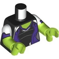 Torso, Dark Purple/Black/White Armor print, Dual Molded Arms with White Sleeves Pattern, Lime Arms and Hands
