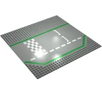 Baseplate 32 x 32 Wide Road, 9-Stud with 3 Lane Race Track Checker Print
