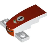 Wedge Curved 4 x 2 x 1 1/3 with 1 x 4 Base with Mouth and '1' on Red Background Print (Francesco)