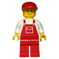 Man - White Torso, Red Overall, Red Cap (3626a Head)