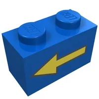 Brick 1 x 2 with Yellow Left Arrow with Black Border Print