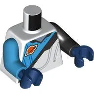 Torso, Odd Arms, Space Suit, Black Diagonal Line, Dark Azure Top Half, Space Logo print, Left Black Arm, Right Dark Azure Arm, Dark Blue Hands