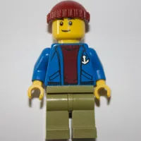 Blue Torso, Olive Green Legs, Dark Red Cap