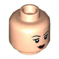 Minifig Head Wonder Woman, Eyebrows, Eyelashes, Red Lips, Annoyed / Slight Smile Print