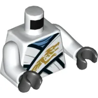 Torso Robe, White Bands, Black Trim, Gold Dragon Print, White Arms, Black Hands