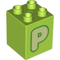 Duplo Brick 2 x 2 x 2 with 'P' Print