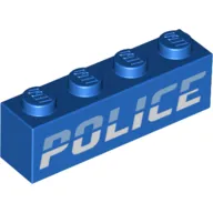 Brick 1 x 4 with Bright Light Blue and White 'POLICE' Print