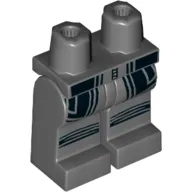 Hips and Dark Bluish Gray Legs with Black Open Coat and Knee Straps Print