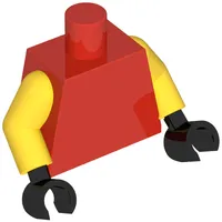 Torso, Ninja Robes, Gold/Dark Red Trim, Asian Style Symbols print, Yellow Arms, Black Hands