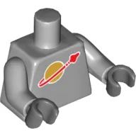 Torso Classic Space Logo Print, Light Bluish Gray Arms, Dark Bluish Gray Hands