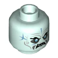 Minifig Head Blizzard Samurai, Medium Blue Eyes, Sand Blue Scars, Angry Showing Teeth / Ice Shards over Right Eye Print