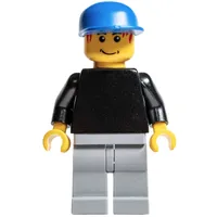 Soccer Player Goalie Black Torso, Light Bluish Gray Legs, Blue Cap