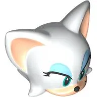 Minifig Head Special, Rouge the Bat with Bright Light Blue Eyeshadow, Light Nougat Ears, Nose print