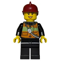 Firewoman, Safety Vest with Shoulder Straps, Red Helmet