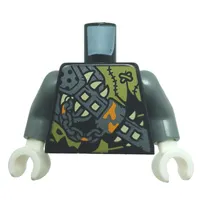 Torso, Silver Armor, Chain, Yellowish Green Fangs, Olive Tattered Shirt print, Pearl Titanium Arms, White Hands