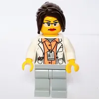 White Torso Lab Coat, Light Bluish Grey Legs, Dark Brown Hair