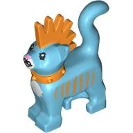 Animal, Cat, Standing with Bright Light Orange Spiky Mohawk and Collar, Bright Light Orange Stripes print