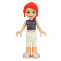 Mia - Dark Purple Top, White Trousers