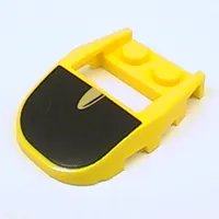 Wedge Curved 4 x 3 Recessed Back with Opening, Two Studs with Black and Silver Print