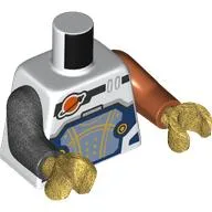 Torso, Odd Arms, Space Suit, Dark Blue and Sand Blue Panel, Gold Lines, Classic Space Logo Print, Left Dark Orange Arm, Right Pearl Titanium Arm, Pearl Gold Hands
