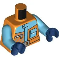 Torso, Orange/Medium Azure Jacket, Silver Belt Buckle, Zipper, Pocket print, Medium Azure Arms, Dark Blue Hands