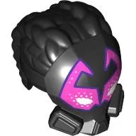 Mask with Hair, Two Thick Braids, Dark Pink Visor, White Eyes, Dark Purple Trim print