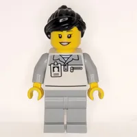 Garage Worker, White/Light Bluish Grey Suit, Black Hair