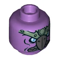 Minifig Head Vardy, Vulture with Dark Bluish Gray Beak and Mouth, Light Blue Eyes and Sand Green Headpiece Print [Hollow Stud]