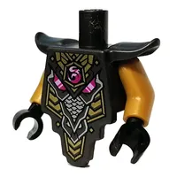 Smooth Breastplate with Shoulder Pads, Pink Crystal, Yellow/Silver Armour Print, Pearl Gold Arms, Black Hands