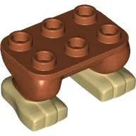 Feet, 2 x 3 x 2/3 with 6 Studs on Top with Tan Toes pattern