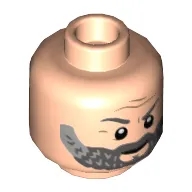 Minifig Head Obadiah Stane, Dark Bluish Gray Eyebrows, Wrinkles, Dark Bluish Gray and Light Bluish Gray Beard Print
