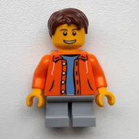 Boy, Open Orange Jacket, Short Light Bluish Gray Legs